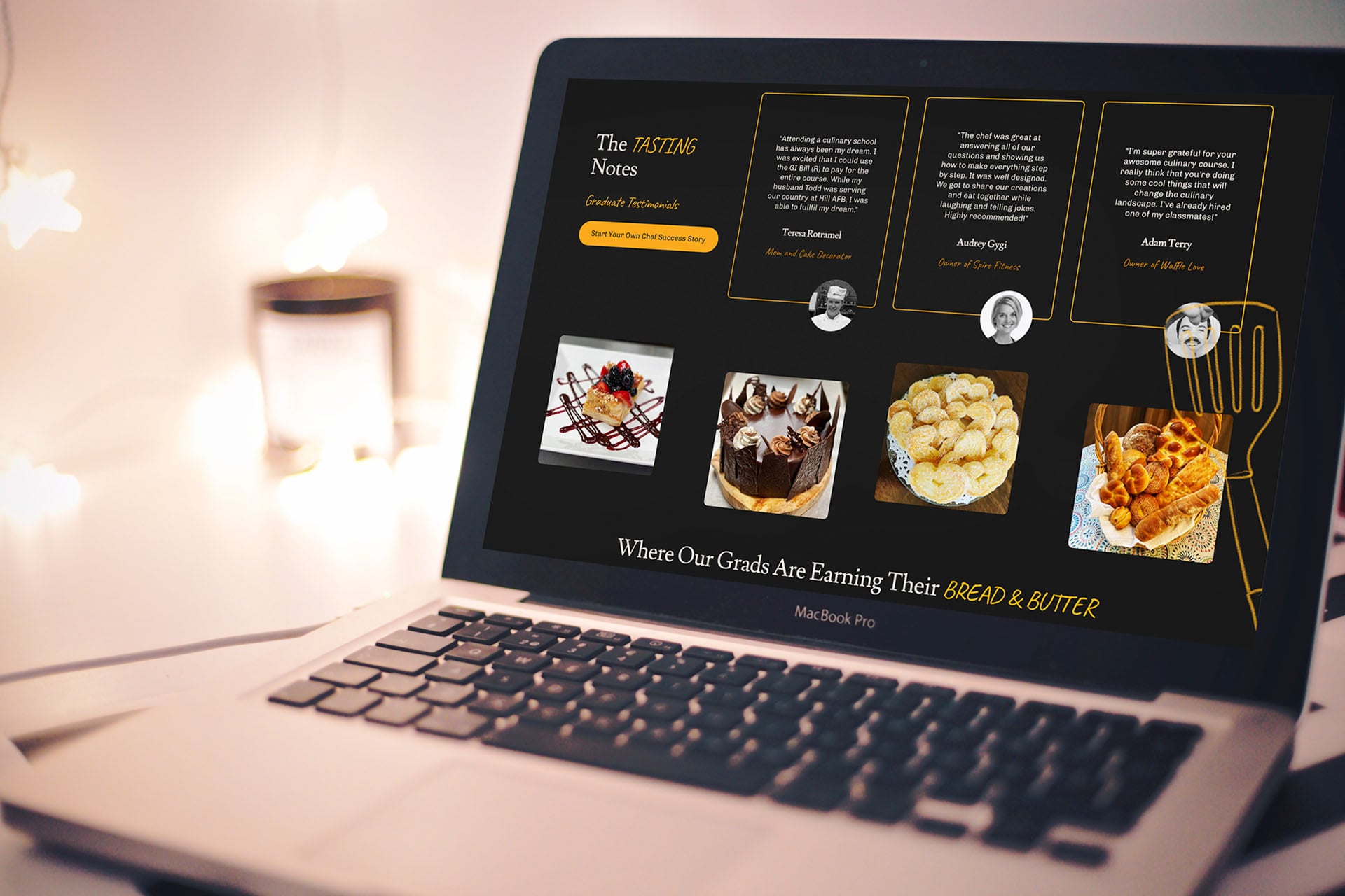 The Park City Culinary Institute's Baking program page displayed on a laptop.