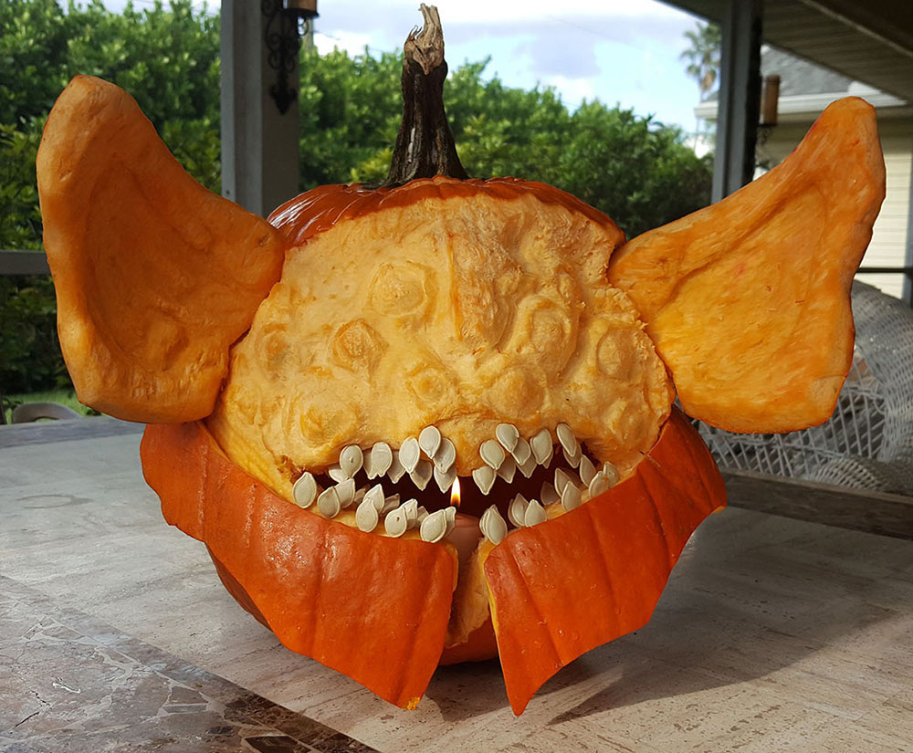 Pumpkin carving of Riven of a Thousand Voices, boss of the Destiny 2: Forsaken raid, Last Wish.