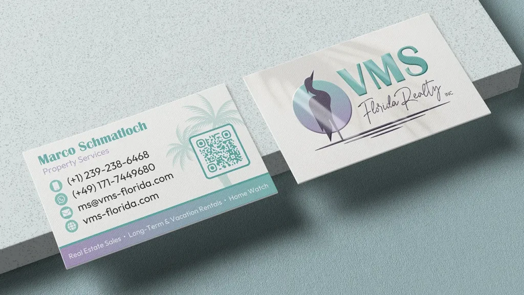 VMS Florida Realty branded business cards.