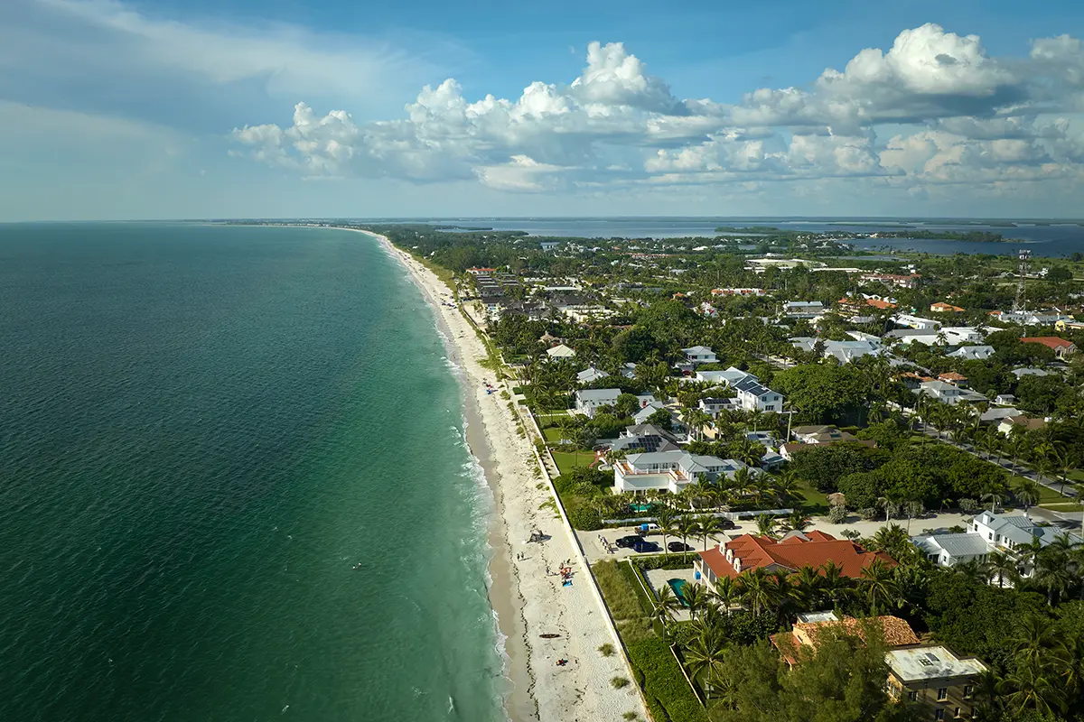 Aerial photo of Naples beach.