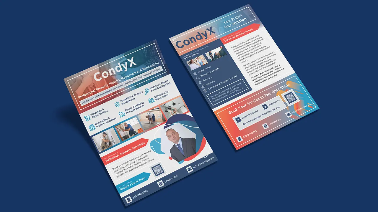 CondyX general information flyer design.