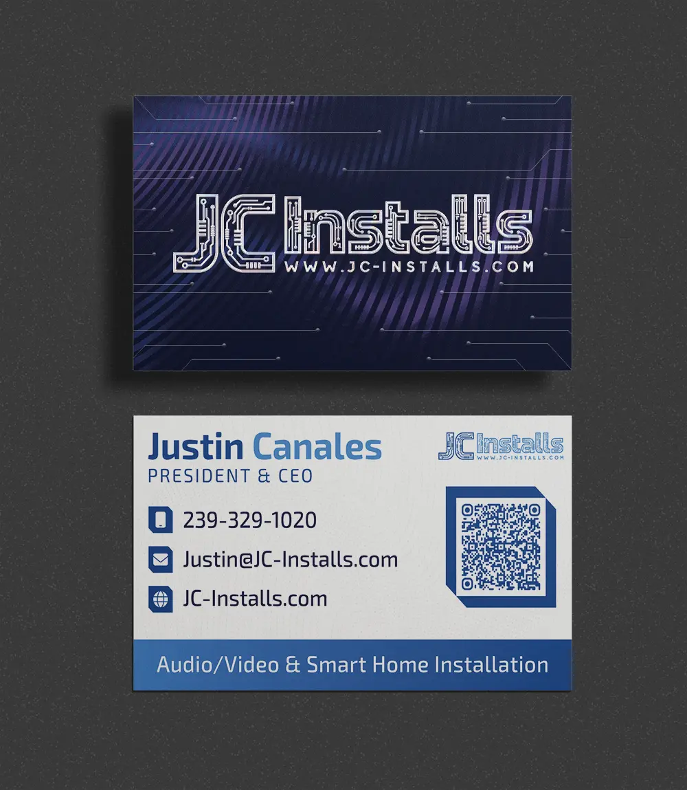 JC Installs business card design.